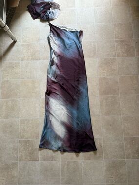 Satin Ombre Slip Dress in Plum & Blue